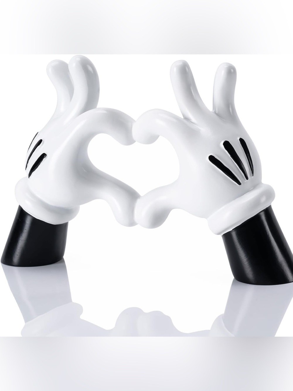 Disney Cartoon Glove Hands Forming Heart - White and Black Decorative Figurine